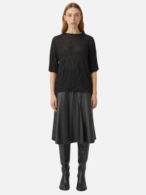 Adorn Crushed Mesh Tee - Black