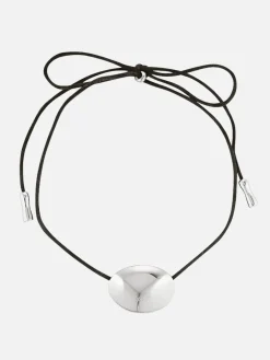 Bean Cord Pendant - Ebony/Silver