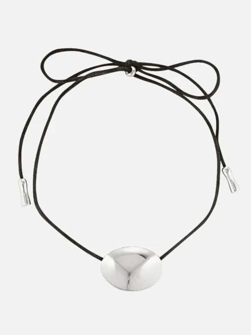 Bean Cord Pendant - Ebony/Silver