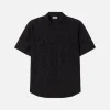 Clip Silk Short Sleeve Boyfriend Shirt - Tulipa Black