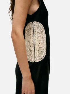 Doilies Scoop Neck Dress - Black