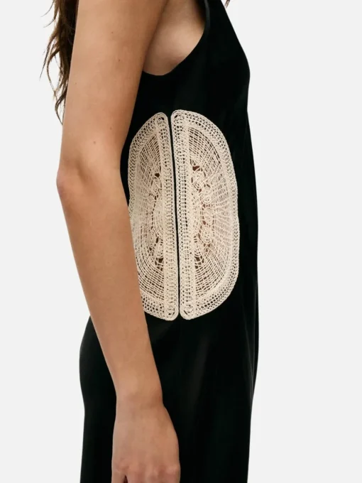 Doilies Scoop Neck Dress - Black