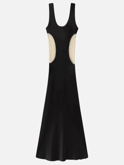 Doilies Scoop Neck Dress - Black