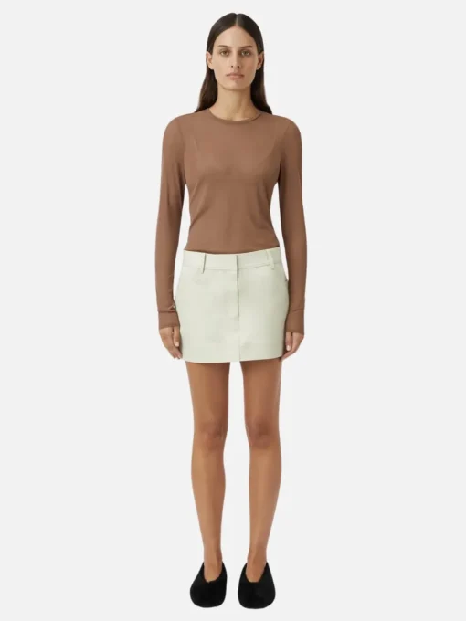 Hadley Coated Cotton Skirt - Lichen White