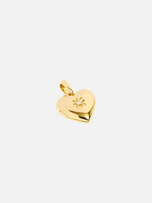 Heart Lotus Locket Pendant - 18k Gold