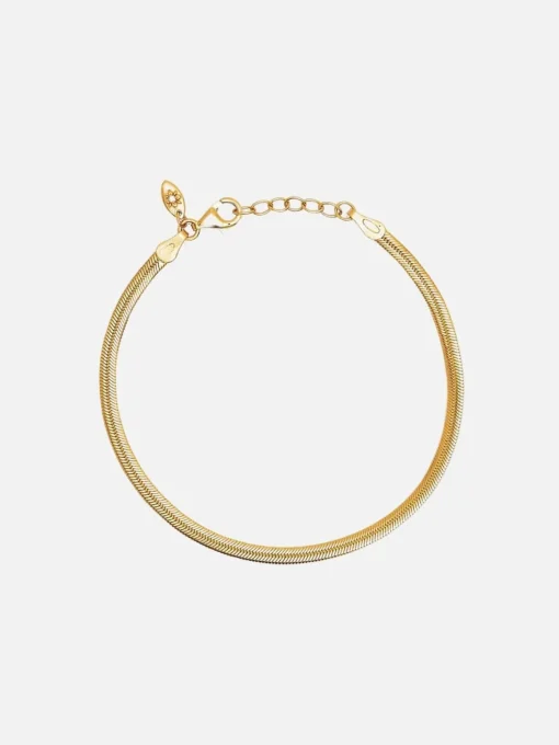 Herringbone Chain Bracelet - 18k Gold
