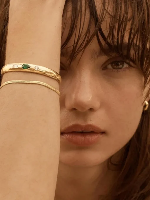 Herringbone Chain Bracelet - 18k Gold