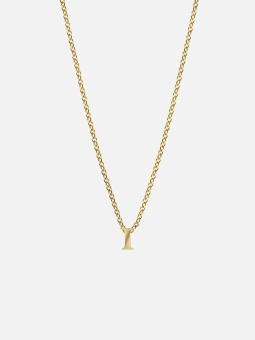 Initial Pendant Necklace - I - Gold