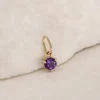14K Gold February Amethyst Birthstone Pendant