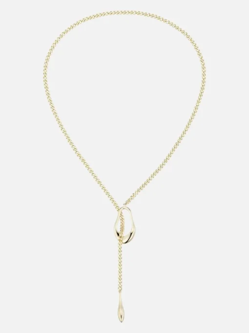 Lariat Necklace: Brass + 18K Gold