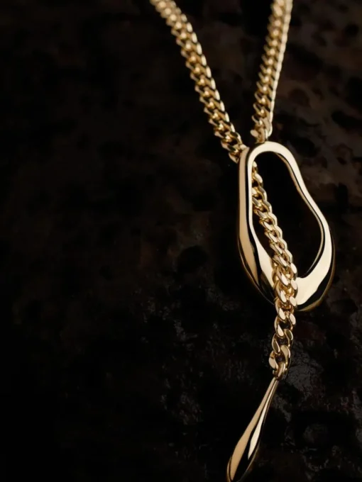 Lariat Necklace: Brass + 18K Gold