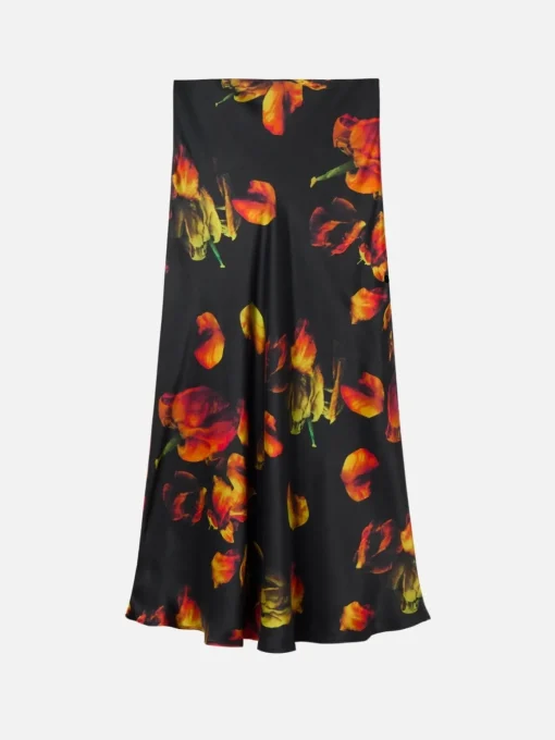 Long Bias Cut Skirt - Tulipa Black