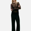 Mesh Long Sleeve Top - Black