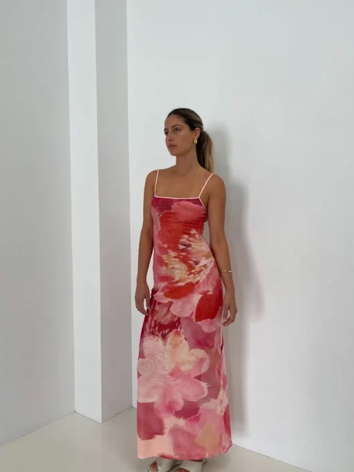 Nora Mesh Maxi Dress - Dahlia Floral