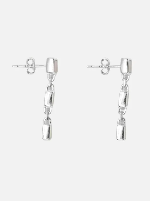 Santiago Triple Drop Earrings - Silver/Pearl