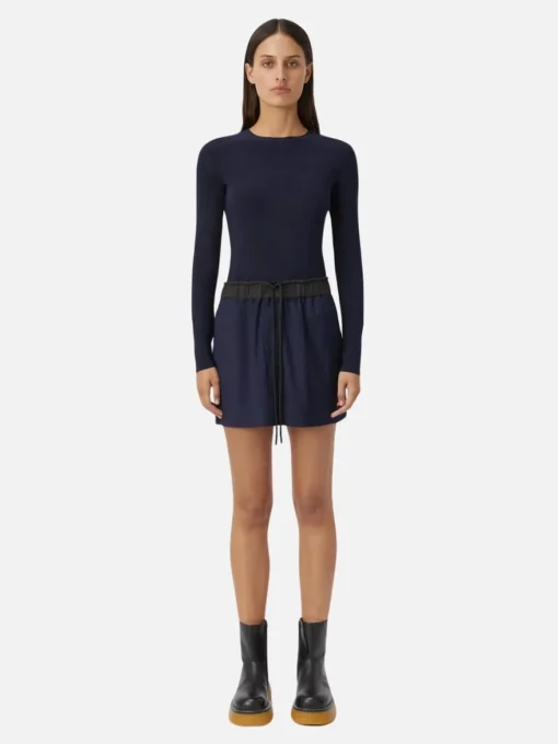 Saphira Pinstripe Skirt - Ink Blue