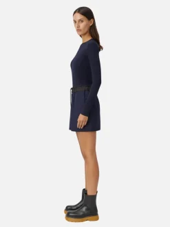 Saphira Pinstripe Skirt - Ink Blue