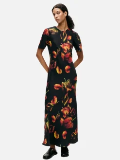 Short Sleeve Bias Dress - Tulipa Black