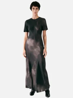 Short Sleeve Bias Dress - Smoke