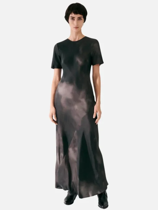 Short Sleeve Bias Dress - Smoke