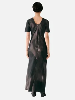 Short Sleeve Bias Dress - Smoke