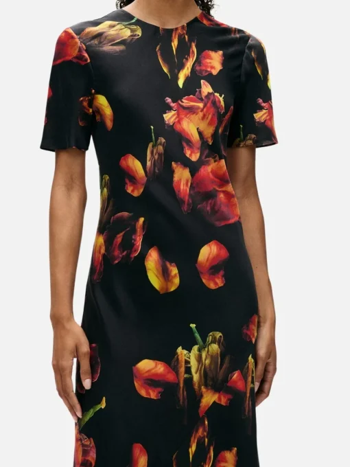 Short Sleeve Bias Dress - Tulipa Black