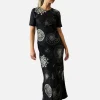 Short Sleeve Bias Dress Fibonacci - Black