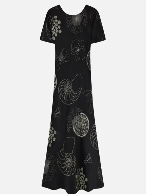 Short Sleeve Bias Dress Fibonacci - Black