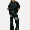 Short Sleeve Boyfriend Shirt Fibonacci - Black