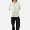 Short Sleeve Boyfriend Shirt - White
