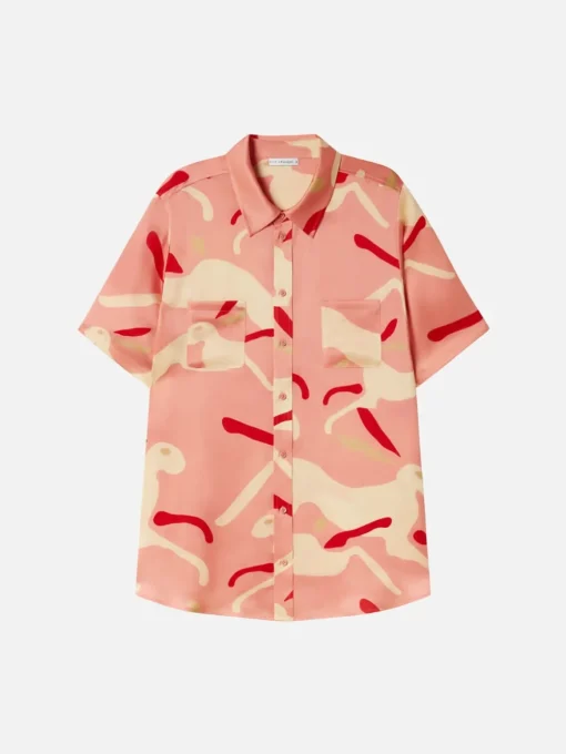Short Sleeve Boyfriend Shirt - Rabbit Amaranth