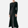 Splice Full Sleeve Bias Dress - Black