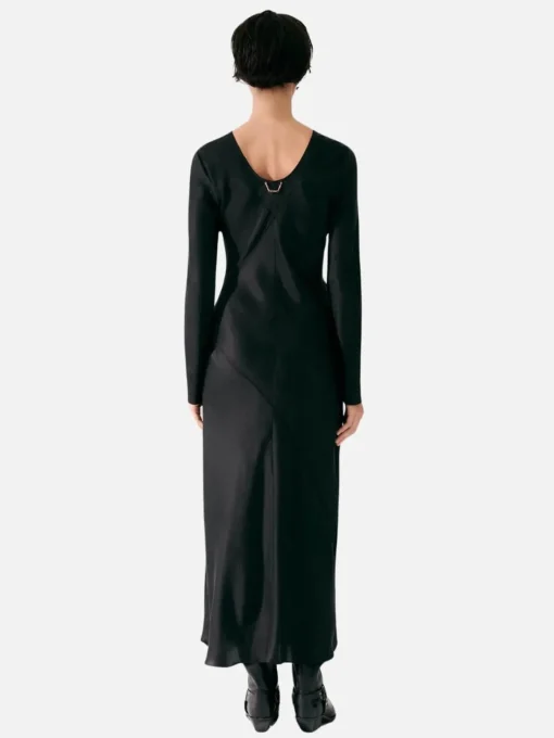 Splice Full Sleeve Bias Dress - Black