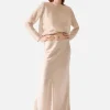 Splice Long Bias Cut Skirt - Hazelnut