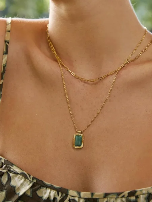Teo Gold Necklace - Jade